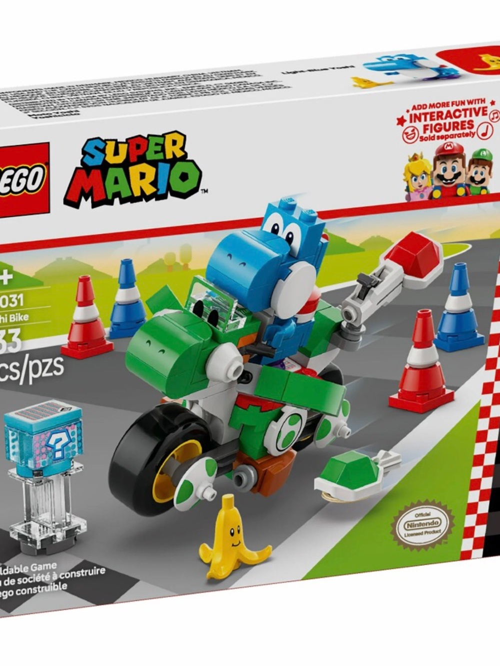 Lego Super Mario Green Yoshi Motorcycle Playset with Blue Yoshi